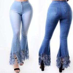 Fringe Flare Jeans - Light Denim